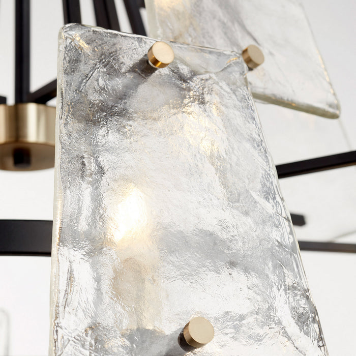 Quorum 637-12-69 12 Light Chandelier, Textured Black w/ Aged Brass