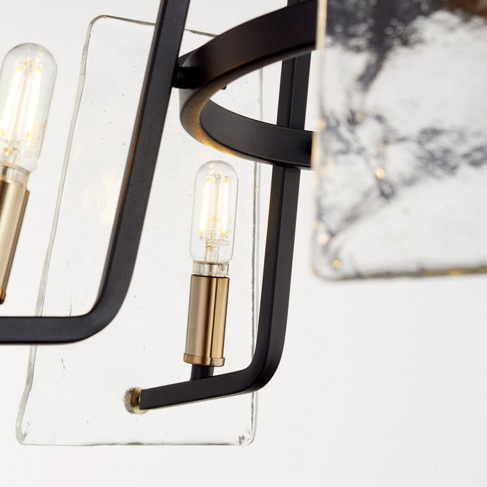 Quorum 637-5-69 Five Light Chandelier, Textured Black w/ Aged Brass