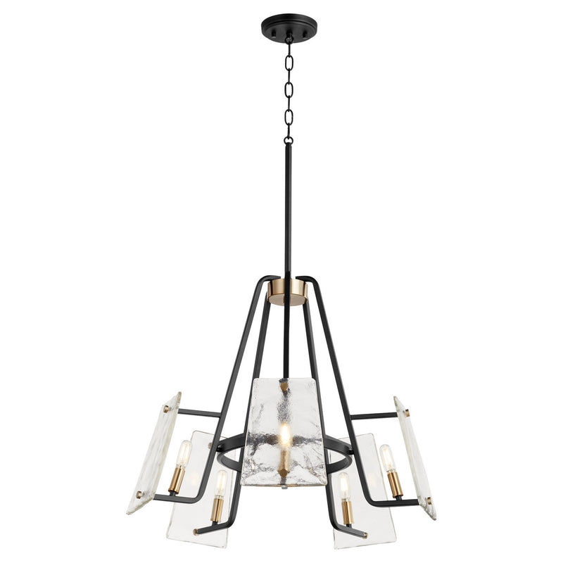 Quorum 637-5-69 Five Light Chandelier, Textured Black w/ Aged Brass