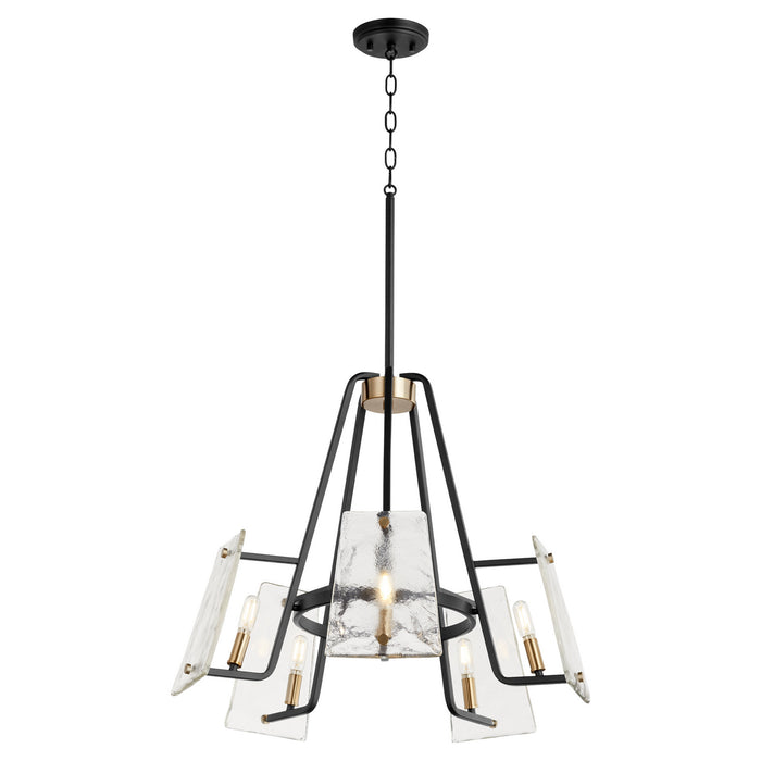 Quorum 637-5-69 Five Light Chandelier, Textured Black w/ Aged Brass