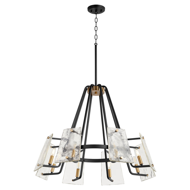 Quorum 637-8-69 Eight Light Chandelier, Textured Black w/ Aged Brass