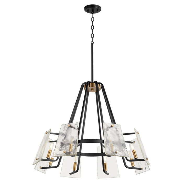 Quorum 637-8-69 Eight Light Chandelier, Textured Black w/ Aged Brass
