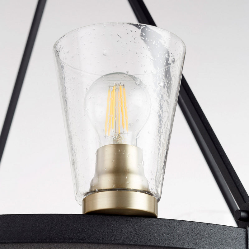 Quorum 63-8-6980 Eight Light Chandelier, Textured Black w/ Aged Brass
