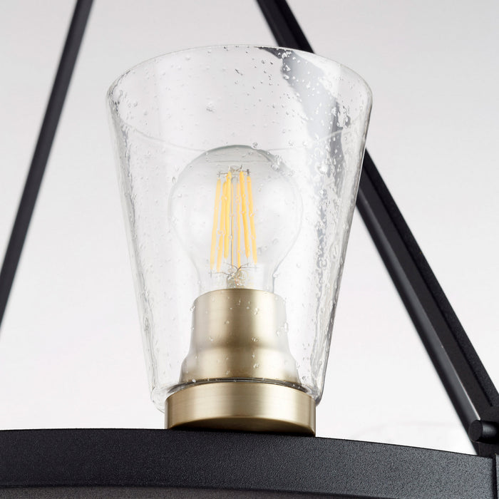 Quorum 63-8-6980 Eight Light Chandelier, Textured Black w/ Aged Brass