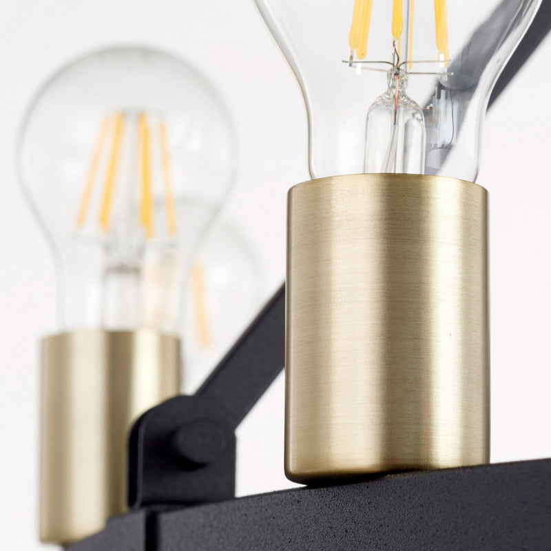Quorum 64-16-6980 16 Light Chandelier, Textured Black w/ Aged Brass