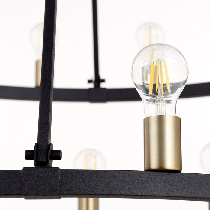 Quorum 64-24-6980 24 Light Chandelier, Textured Black w/ Aged Brass