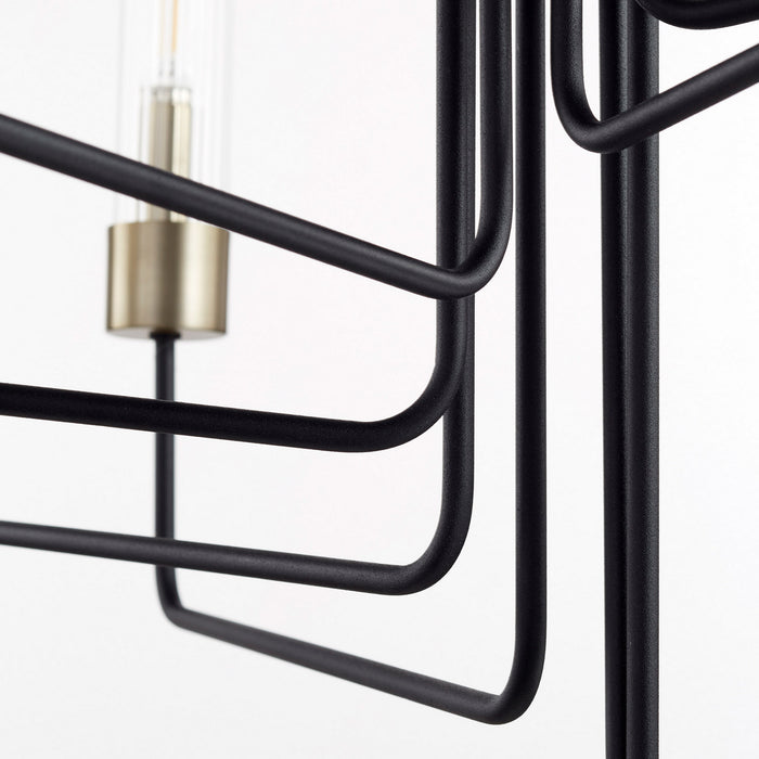 Quorum 695-8-6980 Eight Light Chandelier, Textured Black w/ Aged Brass