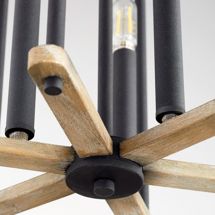 Quorum 8134-3-69 Three Light Entry, Textured Black w/ Weathered Oak Finish