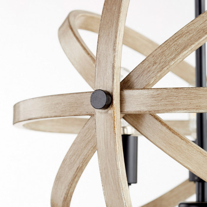 Quorum 86-3-69 Three Light Pendant, Textured Black w/ Driftwood finish