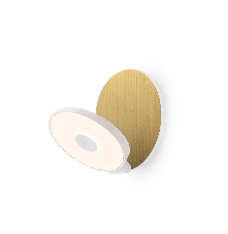 Koncept GRW-S-MWT-BRS-HW LED Wall Sconce, Matte White, Brushed Brass