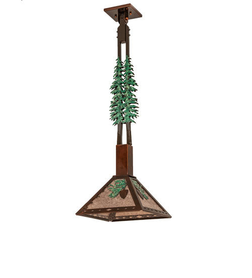 Meyda Tiffany 229402 One Light Pendant, Vintage Copper/Oil Rubbed Bronze/Green