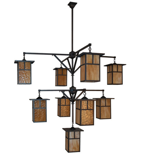 Meyda Tiffany 230747 Nine Light Chandelier, Craftsman Brown