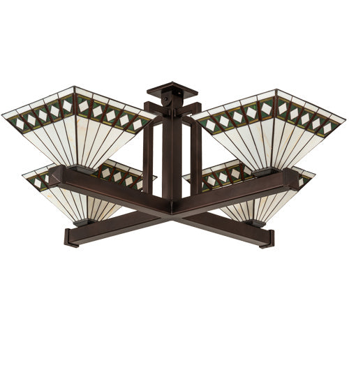 Meyda Tiffany 231845 Four Light Pendant, Mahogany Bronze