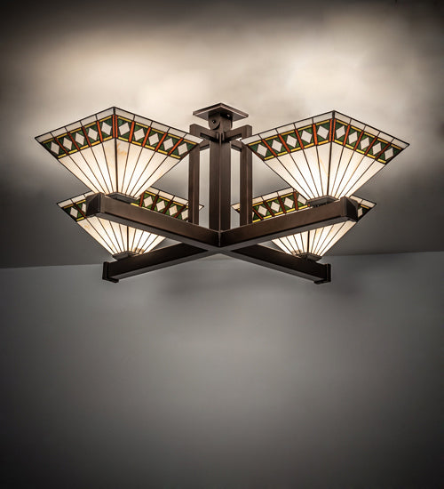 Meyda Tiffany 231845 Four Light Pendant, Mahogany Bronze