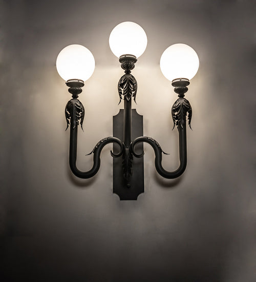 Meyda Tiffany 233089 Three Light Wall Sconce, Fine Textured Black