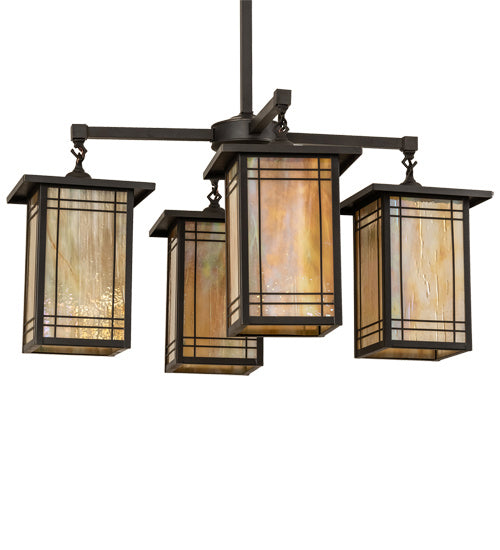 Meyda Tiffany 233239 Four Light Chandelier, Craftsman Brown