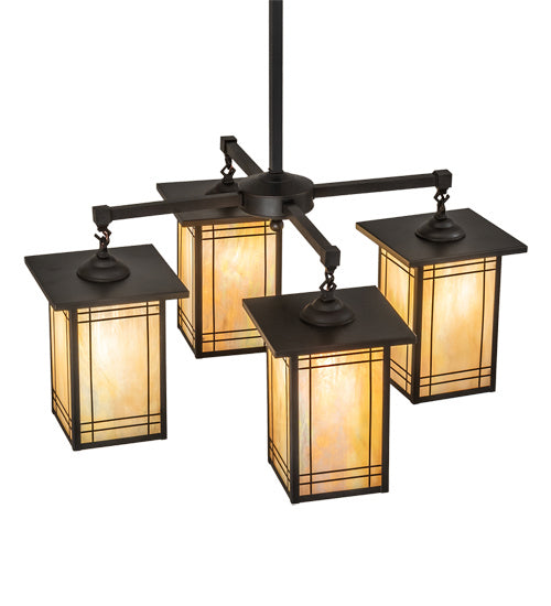 Meyda Tiffany 233239 Four Light Chandelier, Craftsman Brown