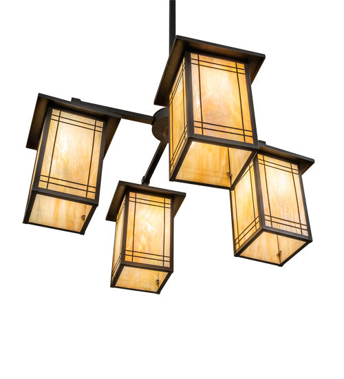 Meyda Tiffany 233239 Four Light Chandelier, Craftsman Brown
