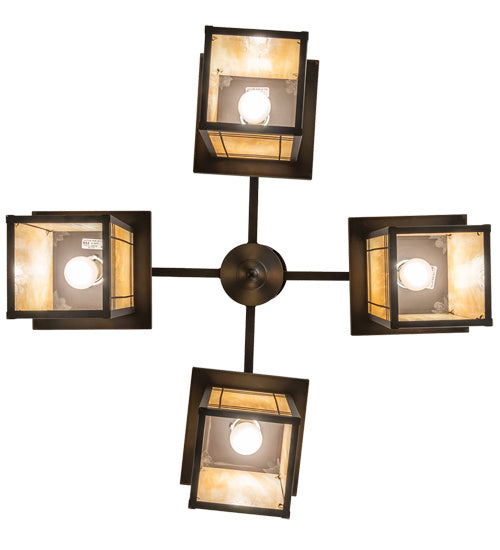 Meyda Tiffany 233239 Four Light Chandelier, Craftsman Brown