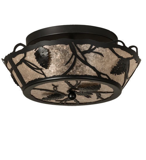 Meyda Tiffany 233807 Four Light Flushmount, Black Satin Wrought Iron