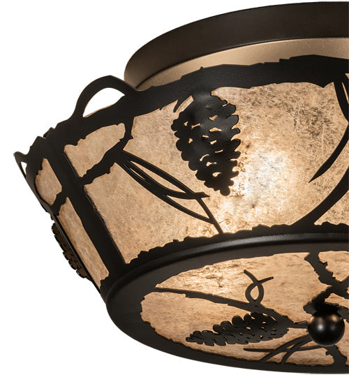Meyda Tiffany 233807 Four Light Flushmount, Black Satin Wrought Iron
