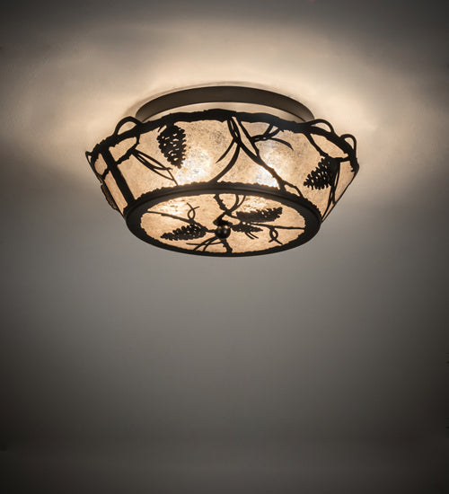 Meyda Tiffany 233807 Four Light Flushmount, Black Satin Wrought Iron