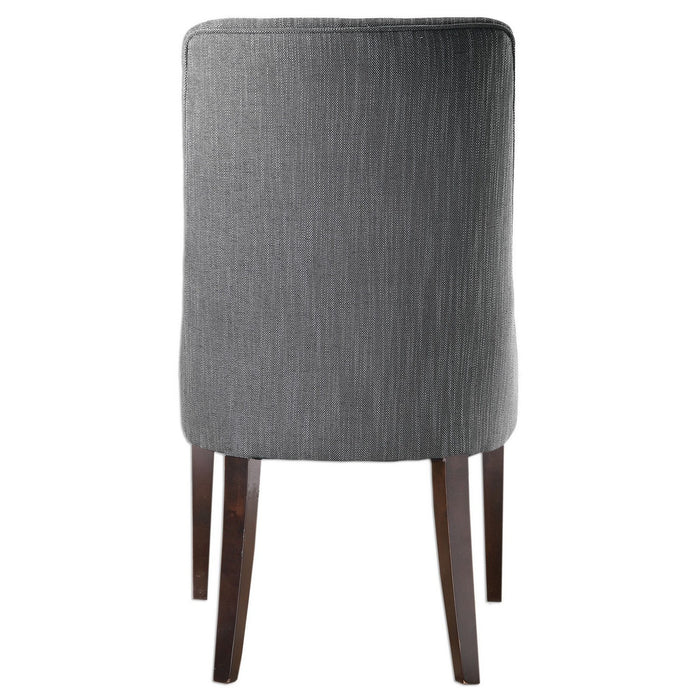 Uttermost 23240-2 Armless Chairs, Set Of 2, Charcoal Gray With Dark Walnut