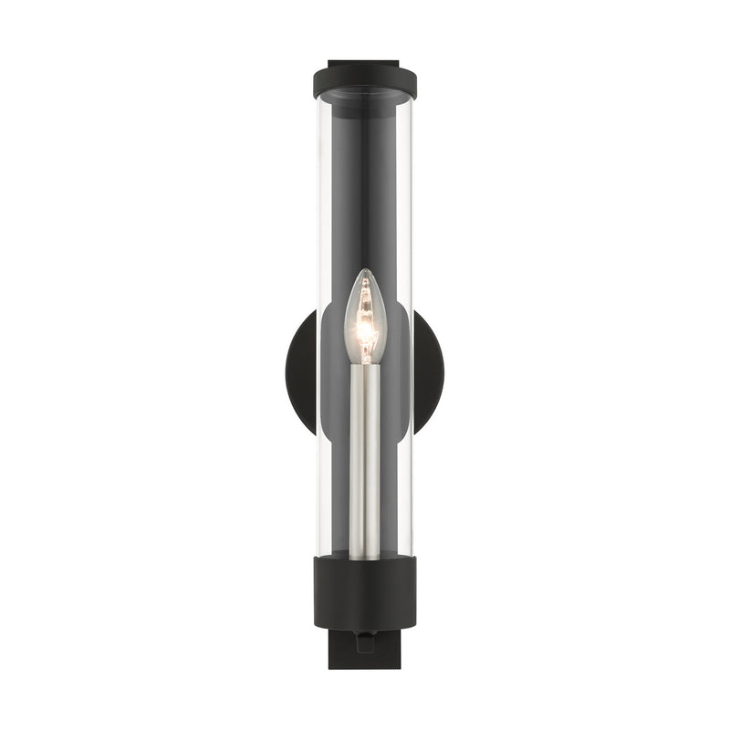 Livex Lighting 10142-04 One Light Wall Sconce, Black w/ Brushed Nickel