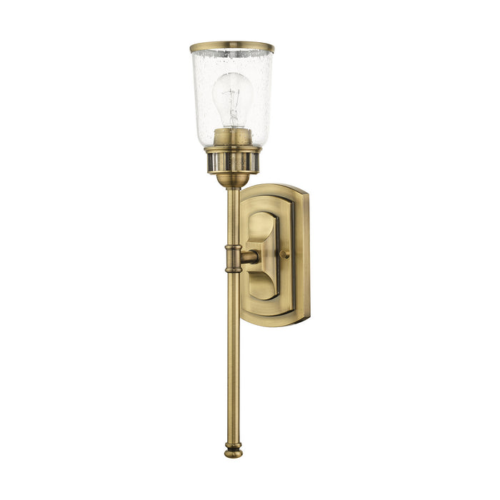 Livex Lighting 10511-01 One Light Wall Sconce, Antique Brass