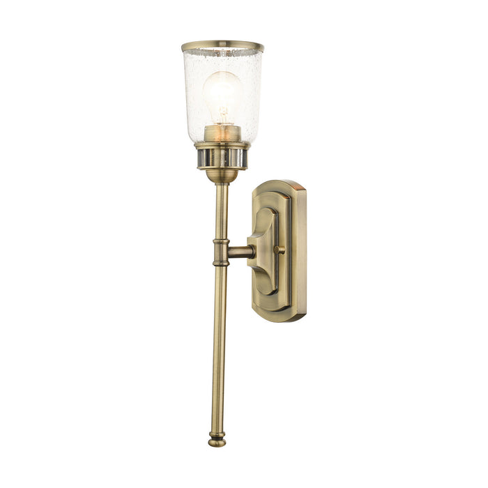 Livex Lighting 10511-01 One Light Wall Sconce, Antique Brass