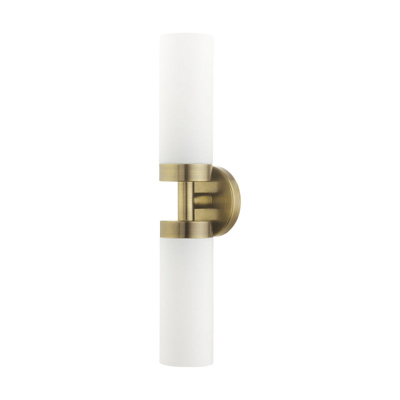 Livex Lighting 15072-01 Two Light Vanity, Antique Brass