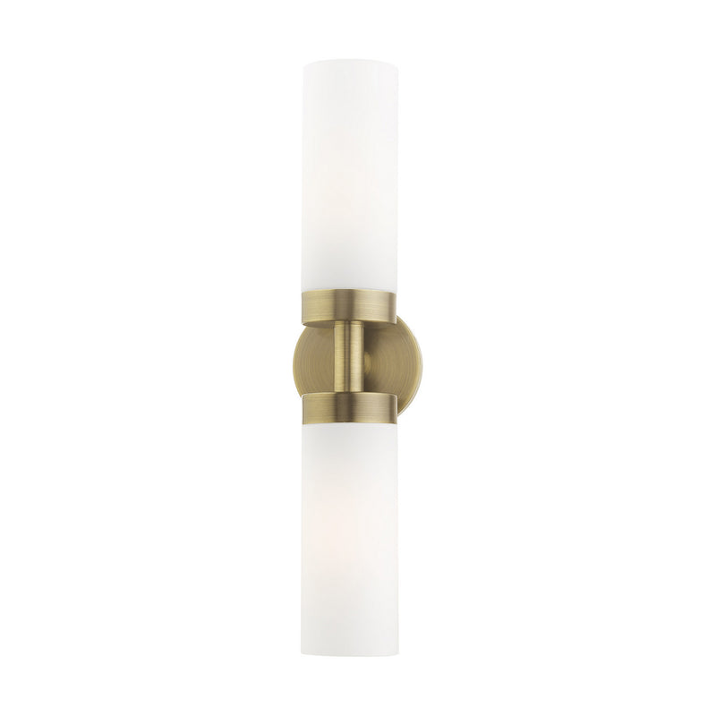Livex Lighting 15072-01 Two Light Vanity, Antique Brass