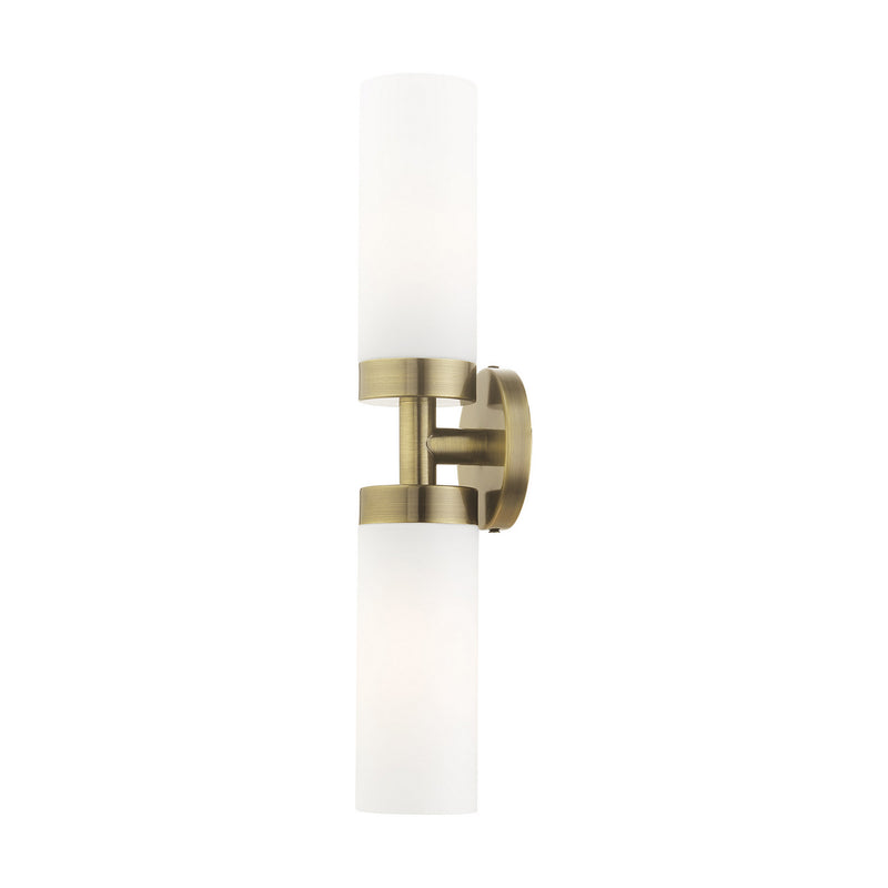 Livex Lighting 15072-01 Two Light Vanity, Antique Brass