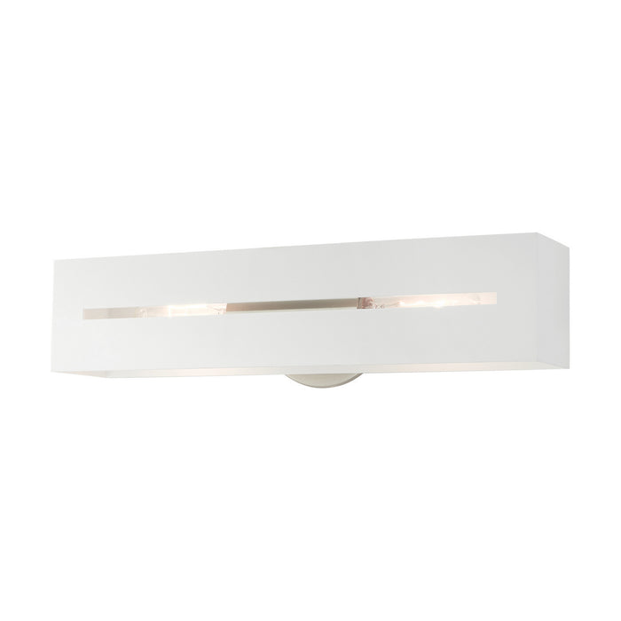 Livex Lighting 16682-13 Two Light Vanity, Textured White w/ Brushed Nickels