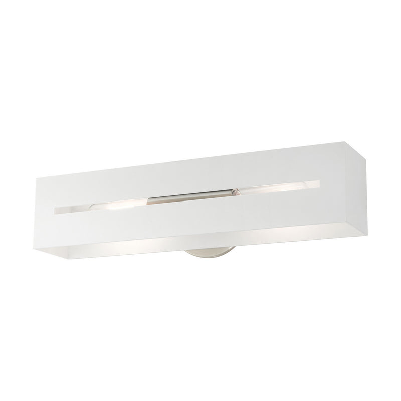 Livex Lighting 16682-13 Two Light Vanity, Textured White w/ Brushed Nickels