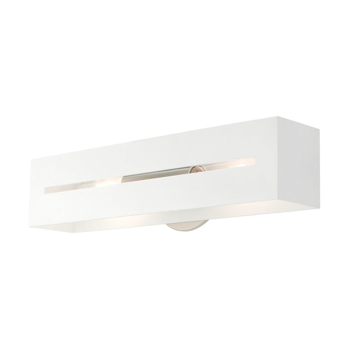 Livex Lighting 16682-13 Two Light Vanity, Textured White w/ Brushed Nickels