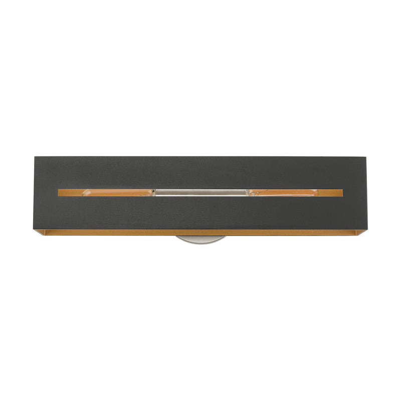Livex Lighting 16682-14 Two Light Vanity, Textured Black w/ Brushed Nickels