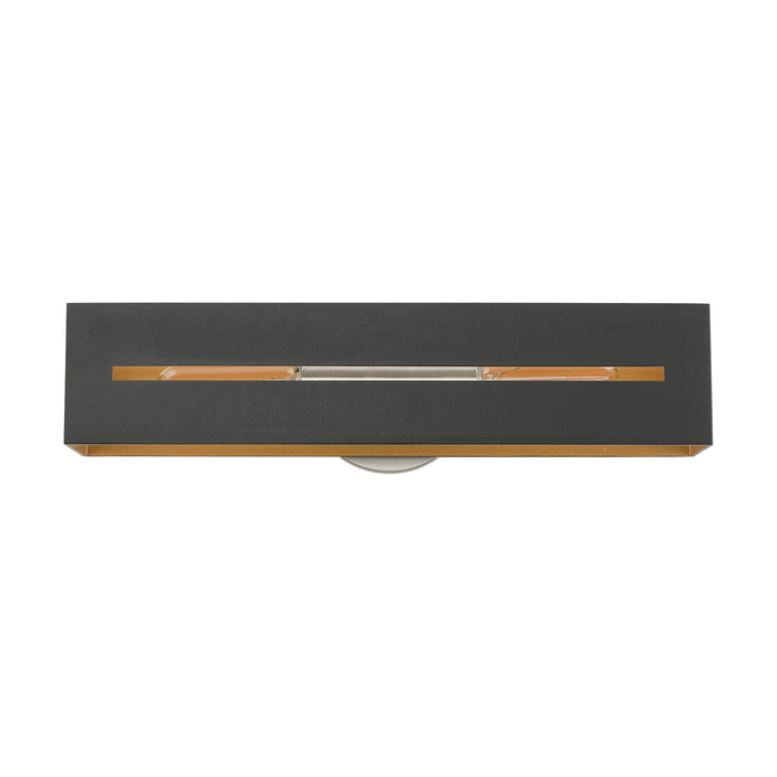 Livex Lighting 16682-14 Two Light Vanity, Textured Black w/ Brushed Nickels