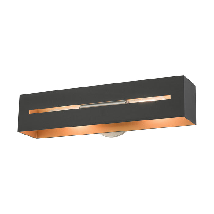 Livex Lighting 16682-14 Two Light Vanity, Textured Black w/ Brushed Nickels