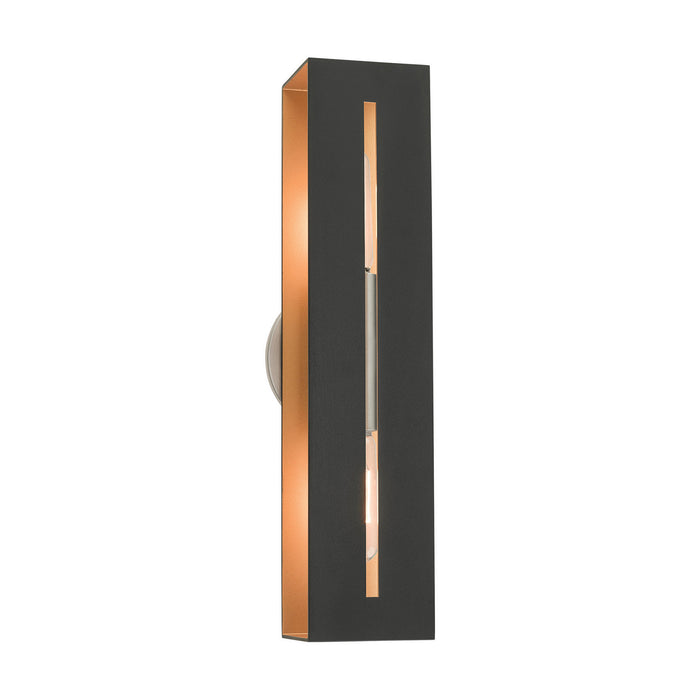 Livex Lighting 16682-14 Two Light Vanity, Textured Black w/ Brushed Nickels