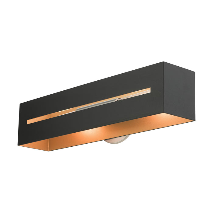 Livex Lighting 16682-14 Two Light Vanity, Textured Black w/ Brushed Nickels