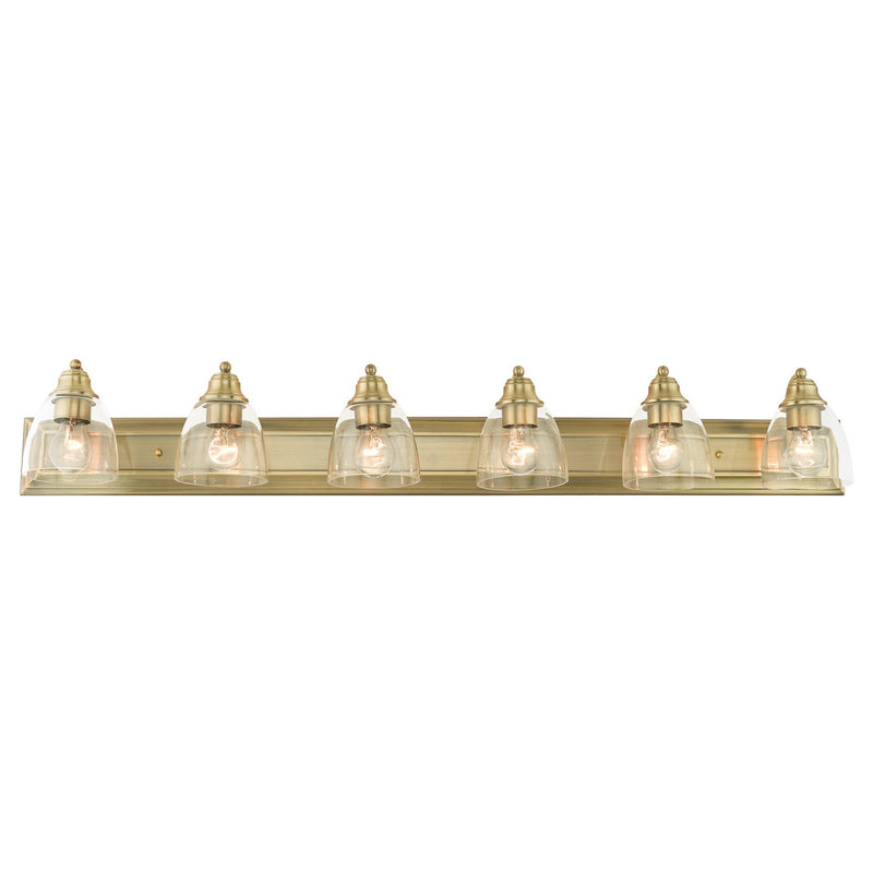 Livex Lighting 17076-01 Six Light Vanity, Antique Brass