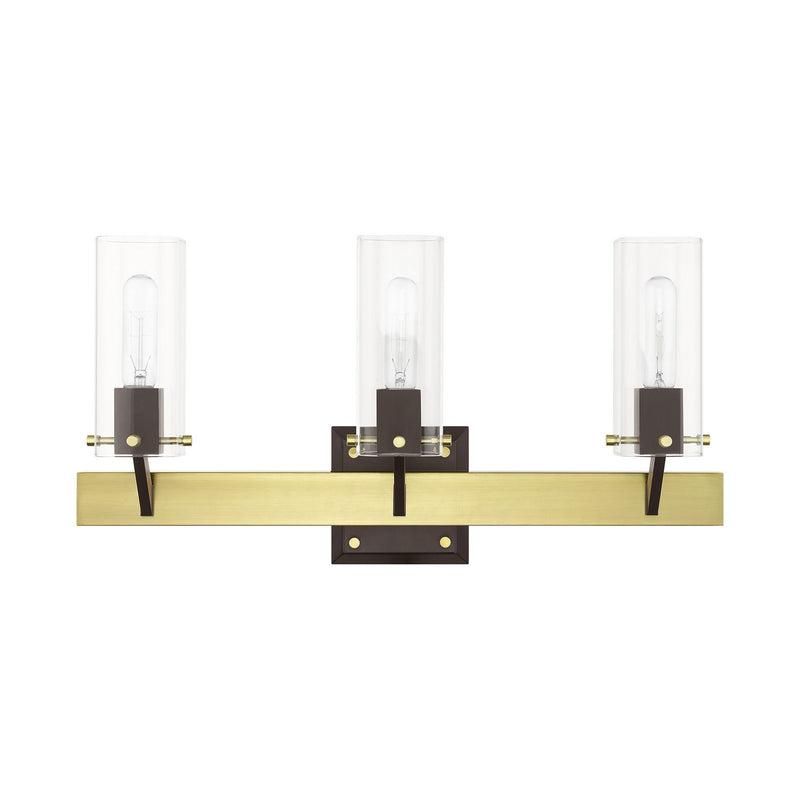 Livex Lighting 17823-12 Three Light Vanity, Satin Brass & Bronze
