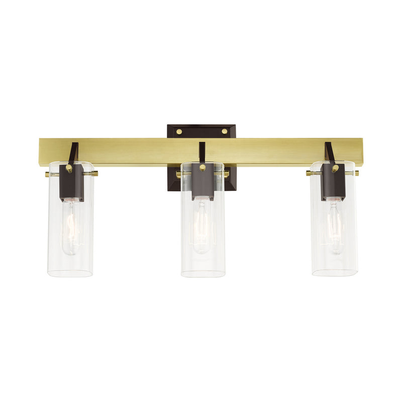 Livex Lighting 17823-12 Three Light Vanity, Satin Brass & Bronze
