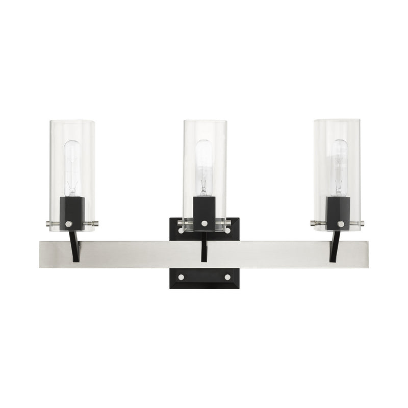 Livex Lighting 17823-91 Three Light Vanity, Brushed Nickel & Black