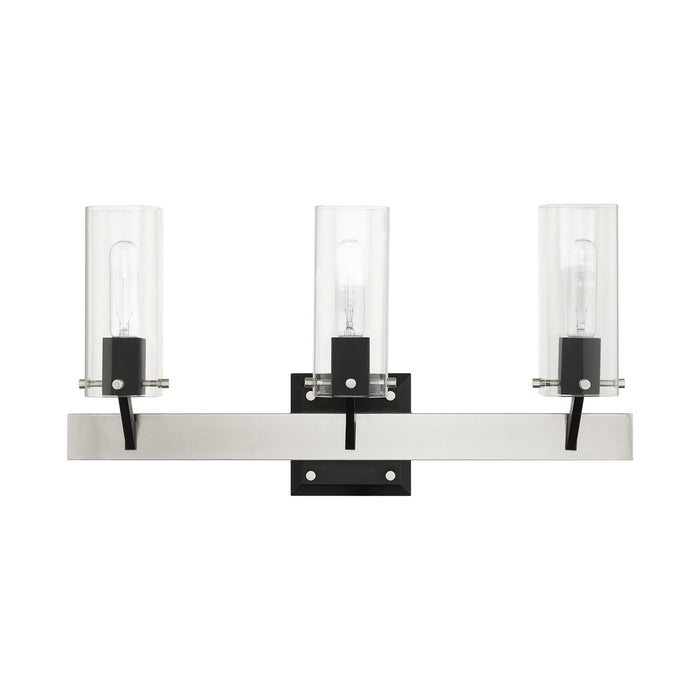 Livex Lighting 17823-91 Three Light Vanity, Brushed Nickel & Black