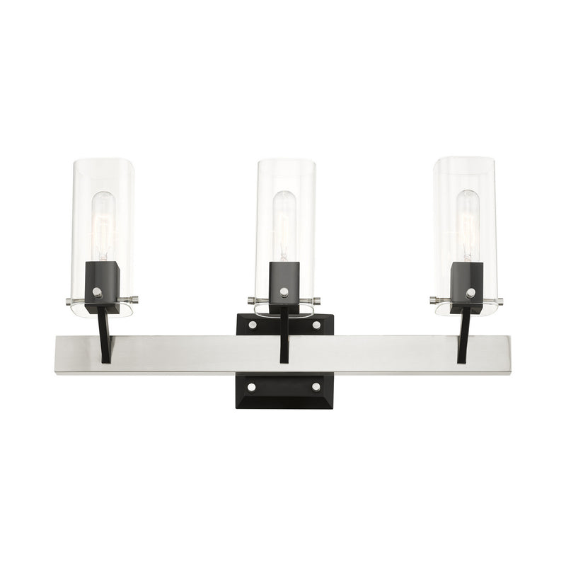 Livex Lighting 17823-91 Three Light Vanity, Brushed Nickel & Black