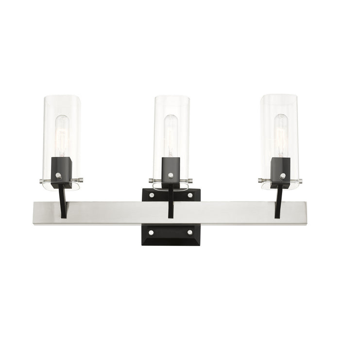 Livex Lighting 17823-91 Three Light Vanity, Brushed Nickel & Black