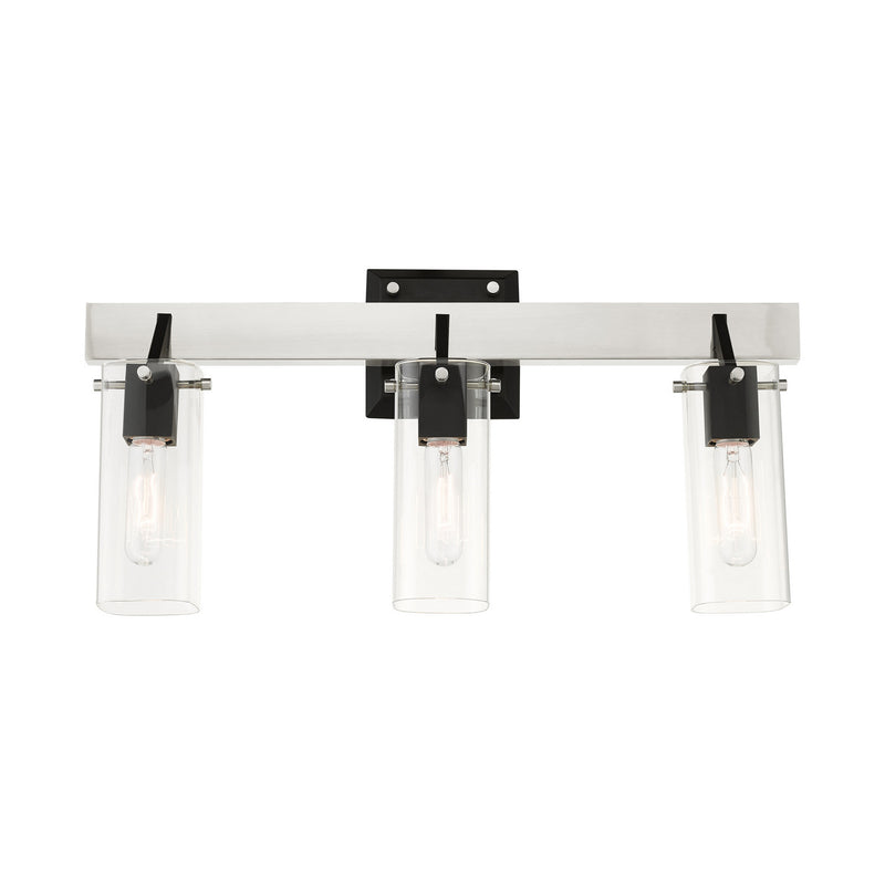 Livex Lighting 17823-91 Three Light Vanity, Brushed Nickel & Black