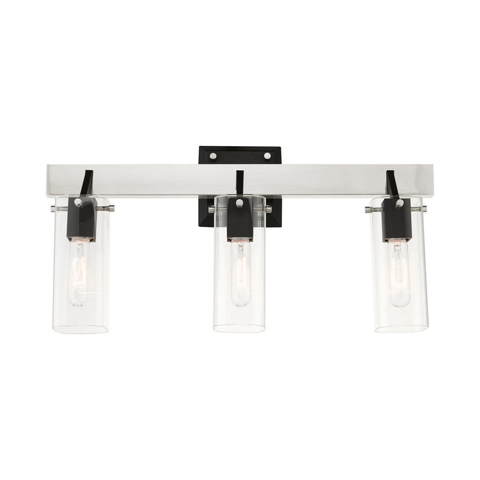 Livex Lighting 17823-91 Three Light Vanity, Brushed Nickel & Black